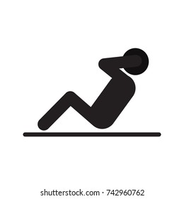 Man Doing Sit Up, Crunches Silhouette Icon. Sports. Isolated Raster Illustration. Healthy Lifestyle. Morning Exercise