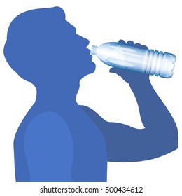 Man Drink Water. Concept Of Healthy Lifestyle.