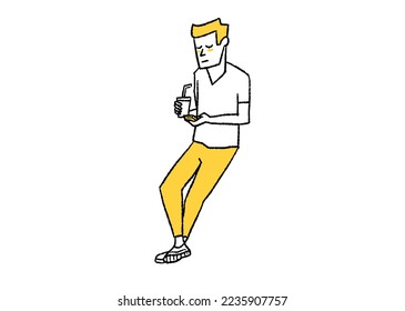 A man drinking coffee while looking at a smartphone at a cafe - Powered by Shutterstock - Get 15% off with code: PIKWIZARD15