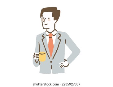 man drinking coffee at work