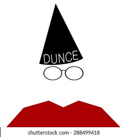 man with dunce cap and wire frame glasses