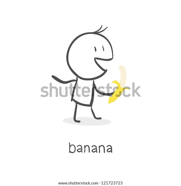 Man Eats Banana Stock Illustration 121723723 Shutterstock