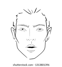 160 Men face chart makeup artist blank. template Images, Stock Photos ...