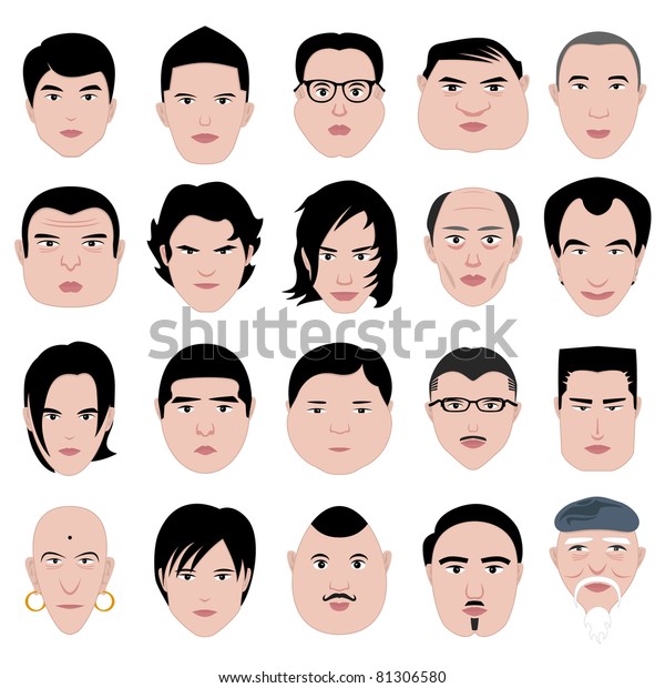 Man Face Shape Hairstyle Round Fat Stockillustration 81306580