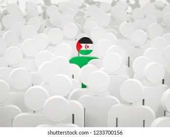 Man With Flag Of Western Sahara In A Crowd. 3D Illustration