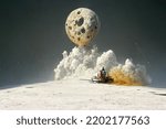 Man going on the moon, 3d illustration