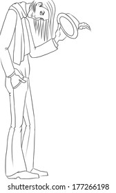 man with a hat. lines
