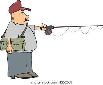 Man Holding Fishing Pole Stock Illustration 1252608 | Shutterstock