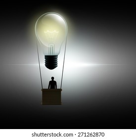 man in a hot air balloon in the form of an incandescent lamp - Shutterstock ID 271262870