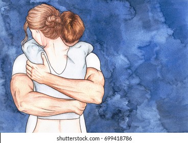 When a man hugs a woman tightly