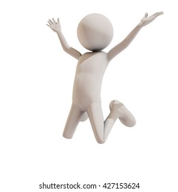 Man jumping of joy, 3D rendering