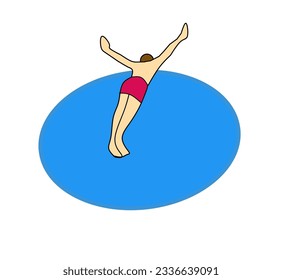 A man jumps into blue pool