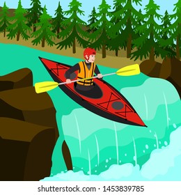 Man kayak rafting concept background. Flat illustration of man kayak rafting concept background for web design - Powered by Shutterstock