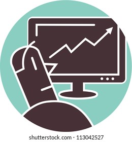 Man looking at an increasing graph