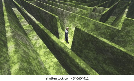 Man and maze   3D Render