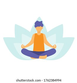 Man Meditating Nature Leaves Guy Doing Stock Illustration 1762384994 ...