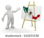 Man and Mexican map (clipping path included)