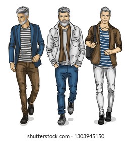 Man Models Dressed Jeans Sketch Outfit Stock Illustration 1303945150