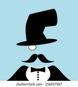 Man Monocle Crooked Top Hat Stock Illustration 156957587