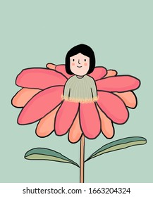 A man on a colorful flower.