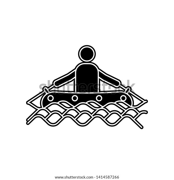 a man on an inflatable boat\
icon. Element of Camping for mobile concept and web apps icon.\
Glyph, flat icon for website design and development, app\
development