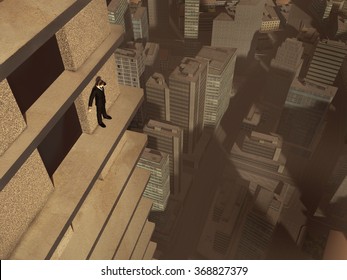 Man On The Ledge Of A Skyscraper