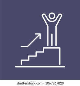 Man On Stairs Icon Ui People Simple Line Flat Illustration.