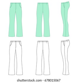 Man Outlined Template Skinny Flare Pants Stock Illustration 678015067 ...