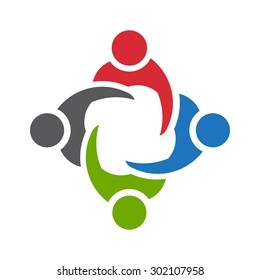 Man People Logo. Icon Of Four Persons 
