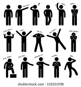 Man People Person Basic Body Language Posture Stick Figure Pictogram Icon