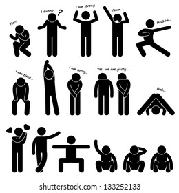 Man People Person Basic Body Language Posture Stick Figure Pictogram Icon