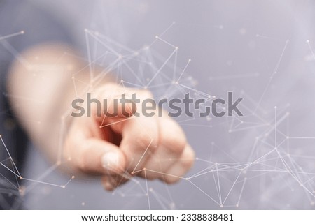 A man pressing button. Innovation technology internet business concept. Space for text
