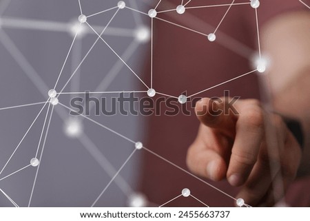 A man pressing button. Innovation technology internet business concept. Space for text
