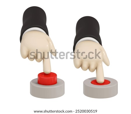 A man pressing switch 3d button concept on white background.