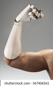 Man With Prosthetic Arm, 3d Rendering