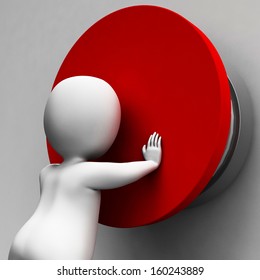 Man Pushing Button Showing Controlling Or Panic