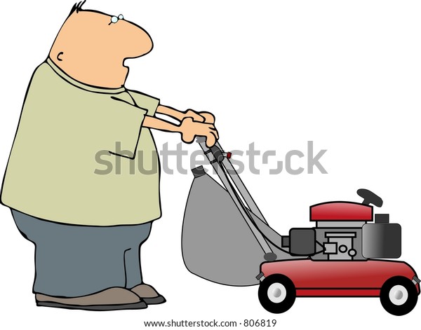 Man Pushing Lawnmower Stock Illustration 806819 | Shutterstock