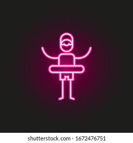 Man, Rubber Ring Neon Style Icon. Simple Thin Line, Outline Of Travel Icons For Ui And Ux, Website Or Mobile Application