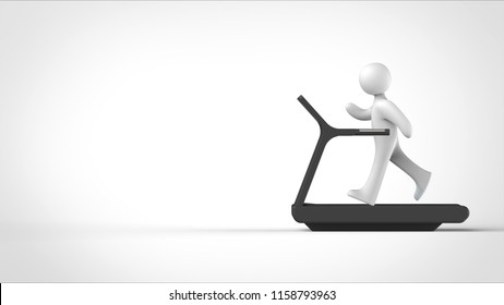 man and running machine side right 3d rendering