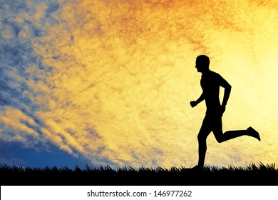 Man Running At Sunset