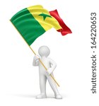 Man and Senegal flag (clipping path included)