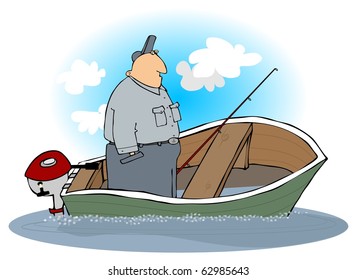 Man In A Sinking Motorboat