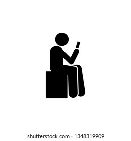 Man, Sit Down, Use Phone Icon. Element Of Human Use Phone. Premium Quality Graphic Design Icon. Signs And Symbols Collection Icon For Websites, Web Design, Mobile App