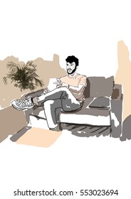 man sitting on a sofa