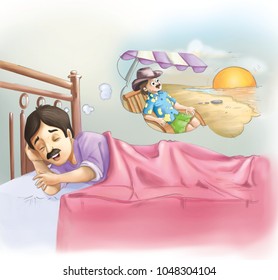 Man Sleeping Thinking Illustration Stock Illustration 1048304104 ...