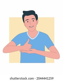 Man Smiling Using Sign Language
