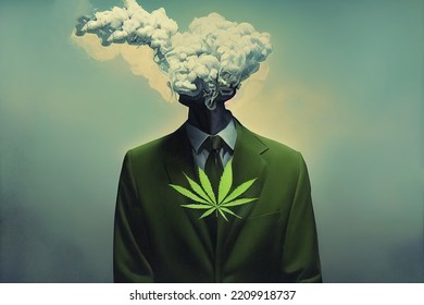A Man Smokes Marijuana. A Young Drug Addict In Smoke.