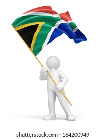 Man And South African Republic Flag (clipping Path Included)