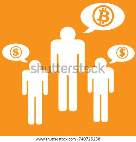 man with speach bubbles. bitcoin is bigest