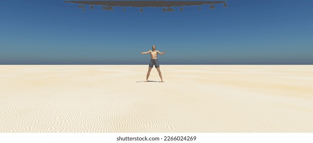 Man standing alone in the desert
Computer generated 3D illustration